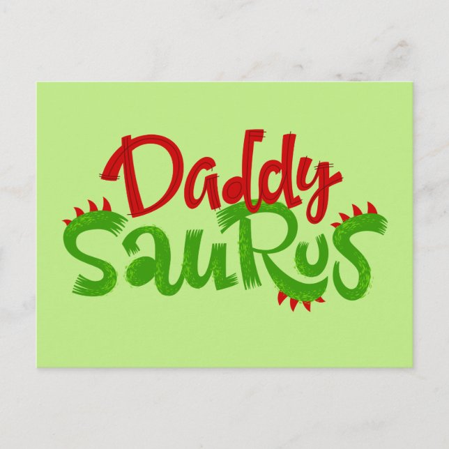 Daddy Saurus Dinosaur Lettering Postkarte (Vorderseite)