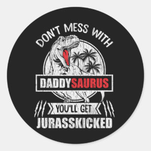 Daddy Saurus Dinosaurfamilie Papa nicht ärgern Runder Aufkleber