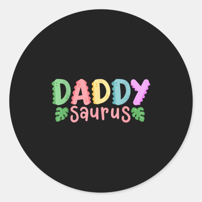 Daddy Saurus Kids Dinosaur Birthday Party Family M Runder Aufkleber (Vorderseite)