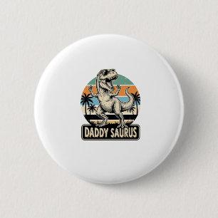 Daddy Saurus Retro-Dinosaur-Sonnenuntergang-Shirt- Button