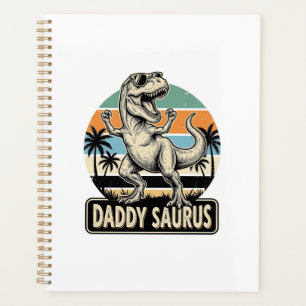 Daddy Saurus Retro-Dinosaur-Sonnenuntergang-Shirt- Planer