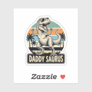 Daddy Saurus Retro-Dinosaur-Sonnenuntergangs-Shirt Aufkleber