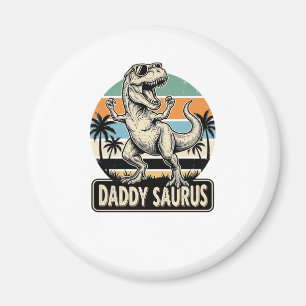 Daddy Saurus Retro-Dinosaur-Sonnenuntergangs-Shirt Magnet