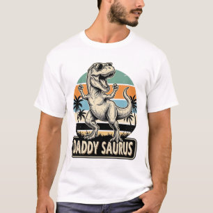 Daddy Saurus Retro-Dinosaur-Sonnenuntergangs-Shirt T-Shirt
