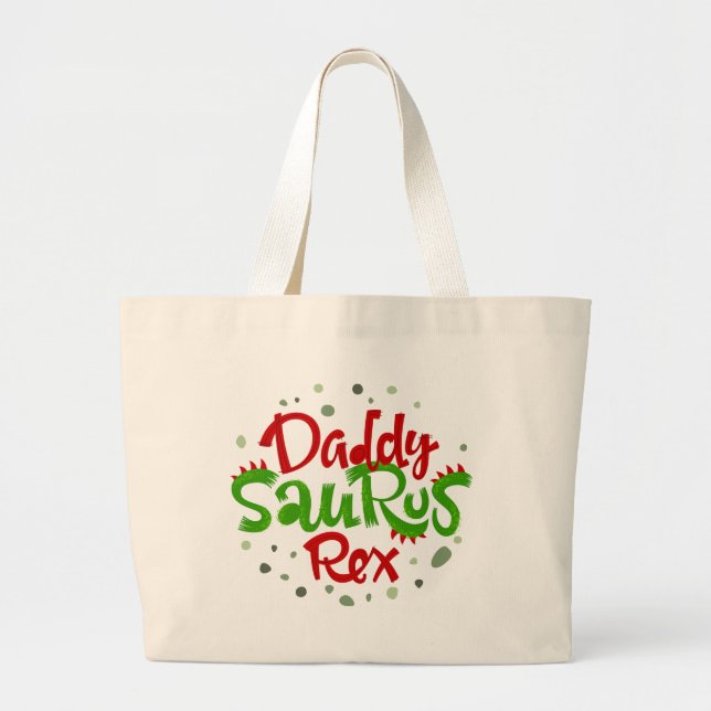 Daddy Saurus Rex Illustration Jumbo Stoffbeutel (Vorne)