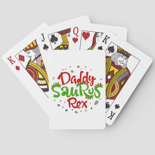 Daddy Saurus Rex Illustration Spielkarten (Rückseite)