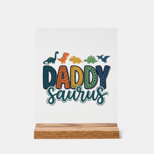 Daddy Saurus Süßer Dinosaurier-Vater-Vektor-Design Acrylschild