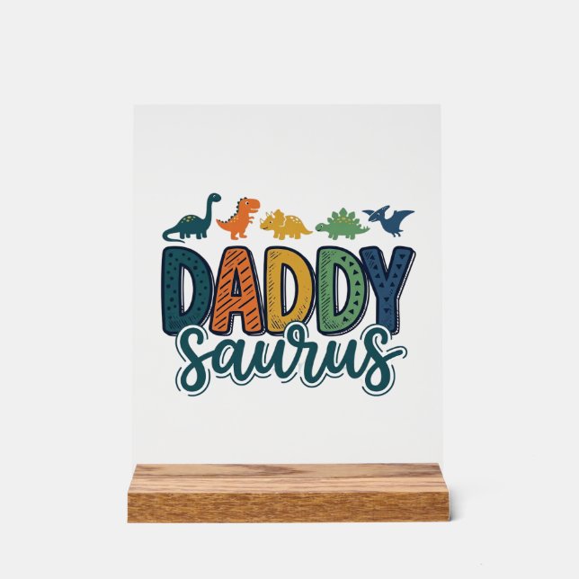 Daddy Saurus Süßer Dinosaurier-Vater-Vektor-Design Acrylschild (Vorderseite)