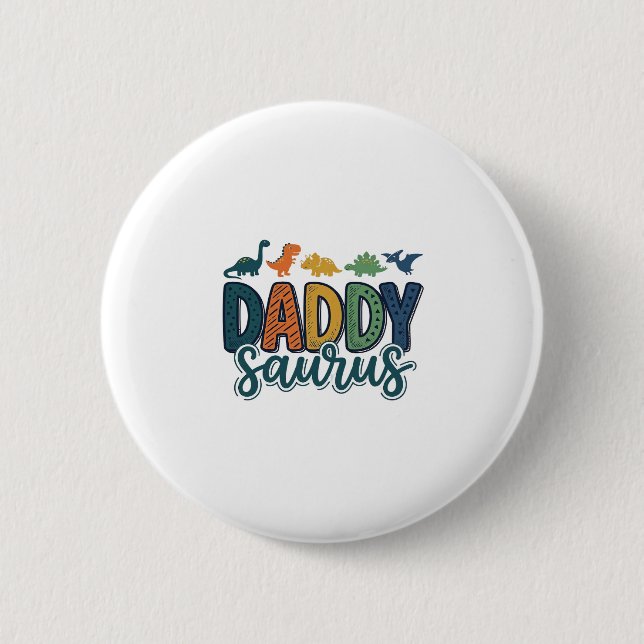 Daddy Saurus Süßer Dinosaurier-Vater-Vektor-Design Button (Vorderseite)