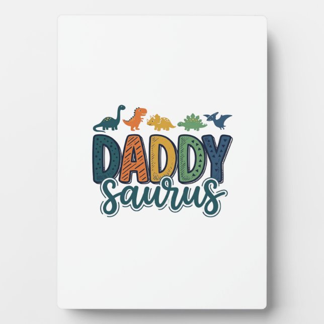 Daddy Saurus Süßer Dinosaurier-Vater-Vektor-Design Fotoplatte (Vorderseite)
