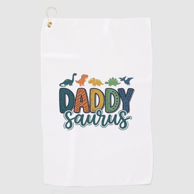 Daddy Saurus Süßer Dinosaurier-Vater-Vektor-Design Golfhandtuch (Vorderseite)