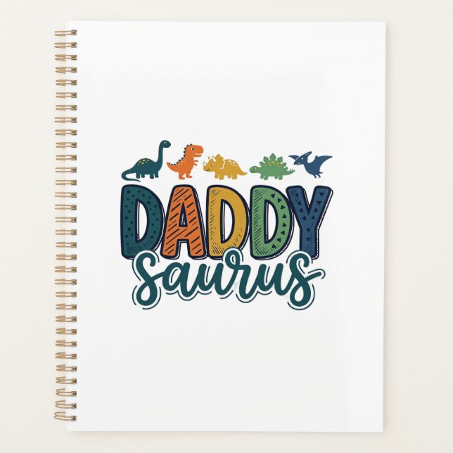 Daddy Saurus Süßer Dinosaurier-Vater-Vektor-Design Planer (Vorderseite)