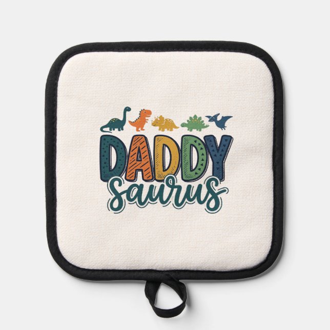 Daddy Saurus Süßer Dinosaurier-Vater-Vektor-Design Topflappen (Vorderseite)