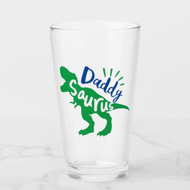 Daddy Saurus T-Rex-Silhouette Glas (Vorderseite)