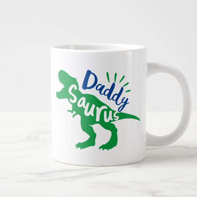 Daddy Saurus T-Rex-Silhouette Jumbo-Tasse (Rechts)