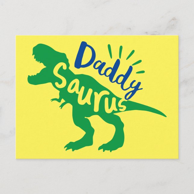 Daddy Saurus T-Rex Silhouette Postkarte (Vorderseite)