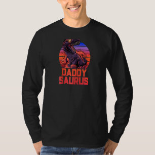 Daddy Saurus T Rex Vater Pater Trex Retro 80er Din T-Shirt