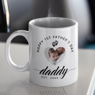 Daddy Script Happy First Vatertag Herz Foto Kaffeetasse