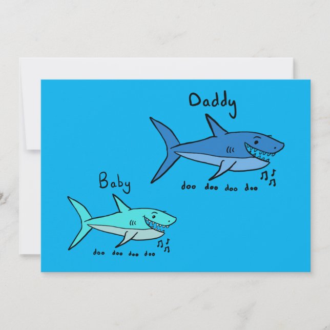 Daddy Shark & Baby Shark Blue Vatertag Karte (Vorderseite)