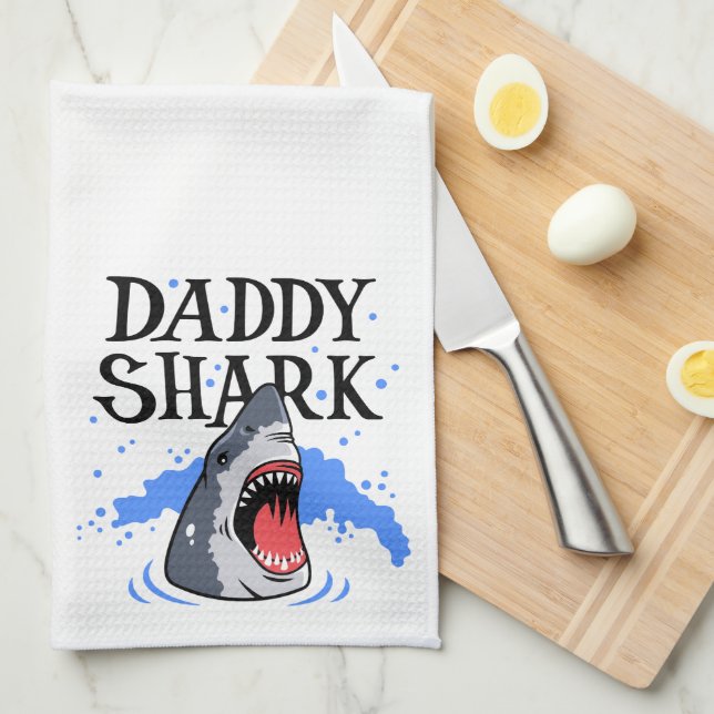 Daddy Shark - Great White Geschirrtuch (Viertel Falte)