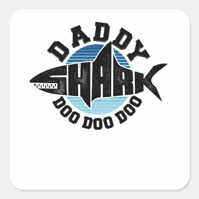 Daddy Shark Quadratischer Aufkleber (Vorderseite)