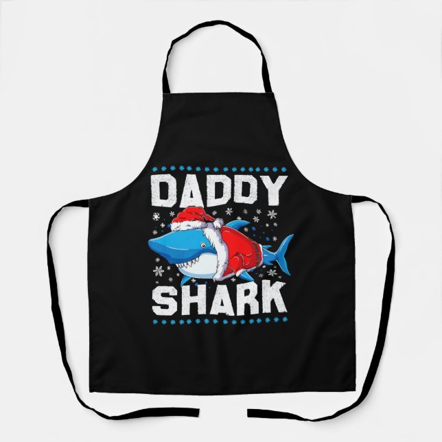 Daddy Shark Santa Vathers Day Schürze (Vorderseite)