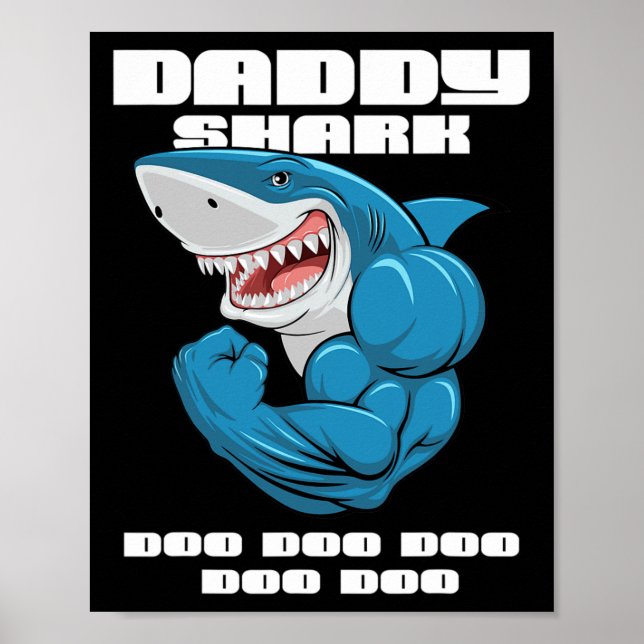 Daddy Shark Shirt Funny Vathday Geschenk für Kinde Poster (Vorne)