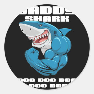 Daddy Shark Shirt Funny Vathday Geschenk für Kinde Runder Aufkleber
