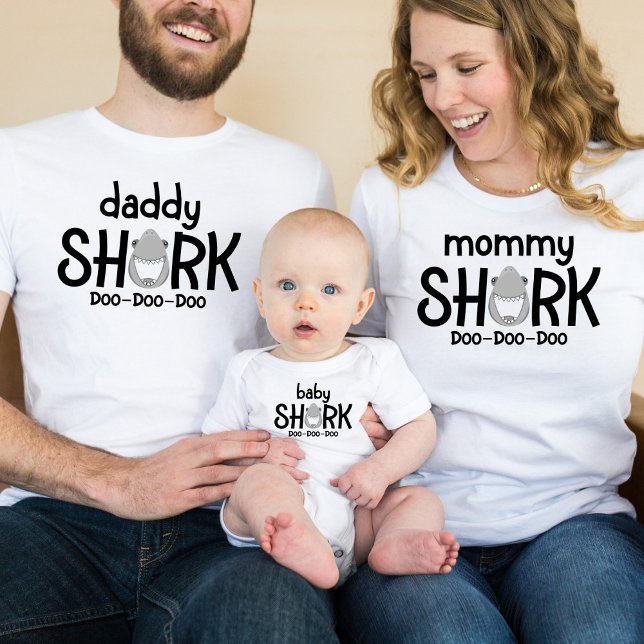 Daddy Shark Vatertag Weiße T - Shirt (Von Creator hochgeladen)
