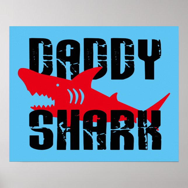 Daddy Shark Worn Graphic Poster (Vorne)