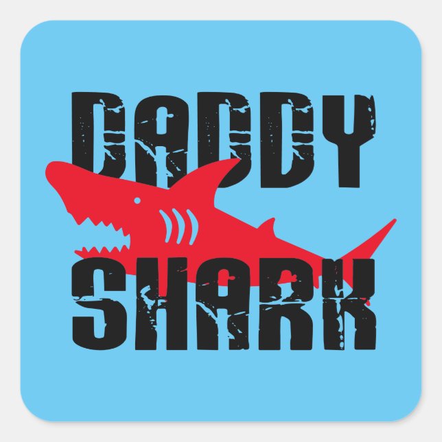 Daddy Shark Worn Graphic Quadratischer Aufkleber (Vorderseite)