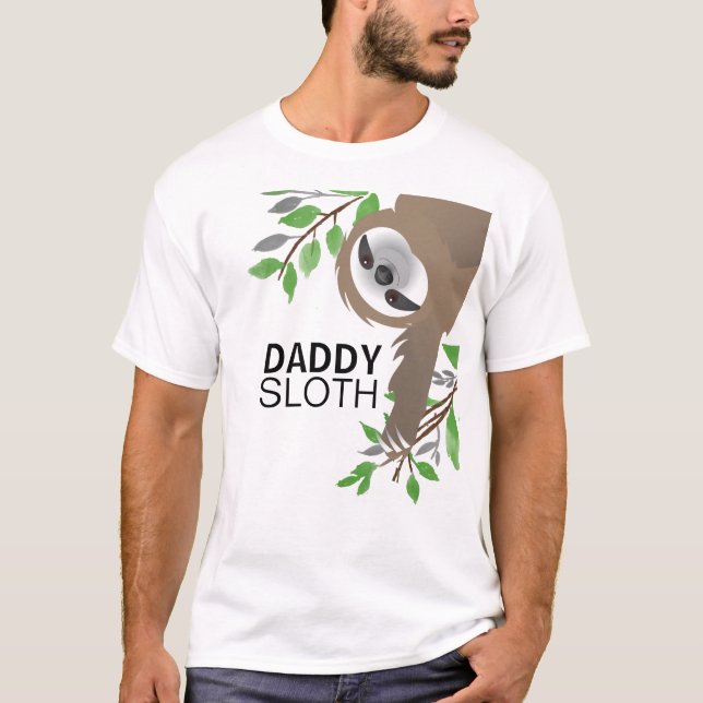 Daddy Sloth Hanging von Tree T-Shirt (Vorderseite)
