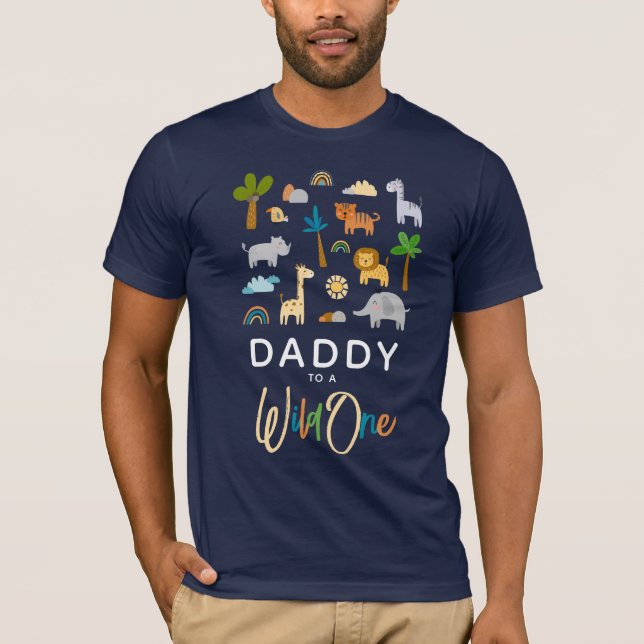 Daddy to a 'Wild One' Safari Jungle Baby Shower T-Shirt (Vorderseite)