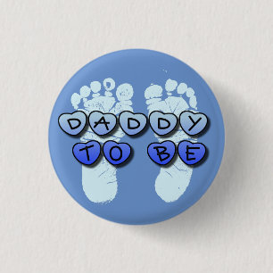 Daddy to Be Baby Footprint Blue Baby Shower Button