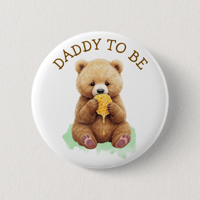 Daddy to Be | Bärenjunge-Babyshower Button (Vorderseite)