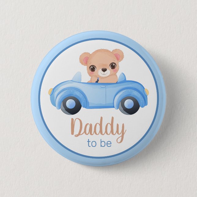 Daddy to be Bear Boy Baby Shooting Button (Vorderseite)