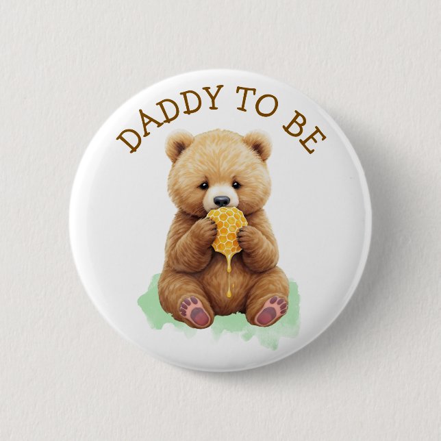 Daddy to Be | Bear Boy's Baby Shower Button (Vorderseite)