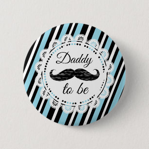 DADDY To Be Blue & Black Mustache Shoe Button