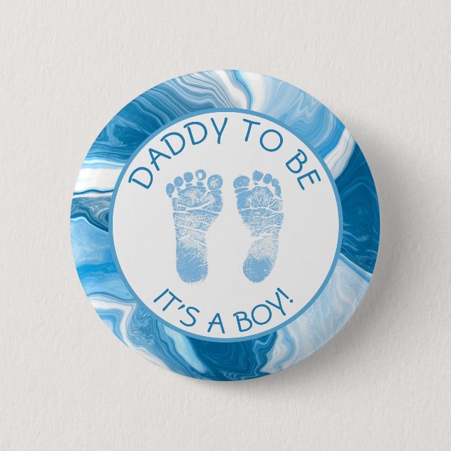 Daddy to be Blue Marble Baby Shower Button (Vorderseite)