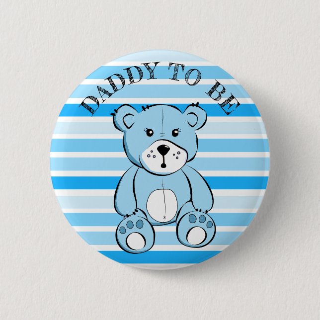Daddy to be Blue Teddy Bear Baby Shower Button (Vorderseite)