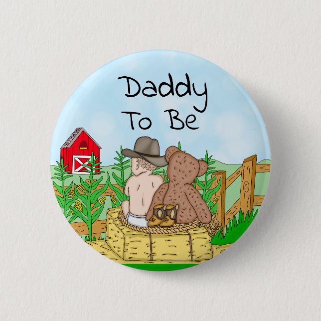 Daddy to be Boy's Baby Shower Button (Vorderseite)