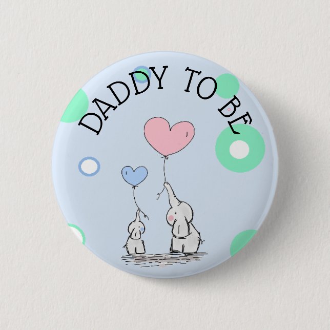 Daddy to be Elephant Baby Shower Button (Vorderseite)