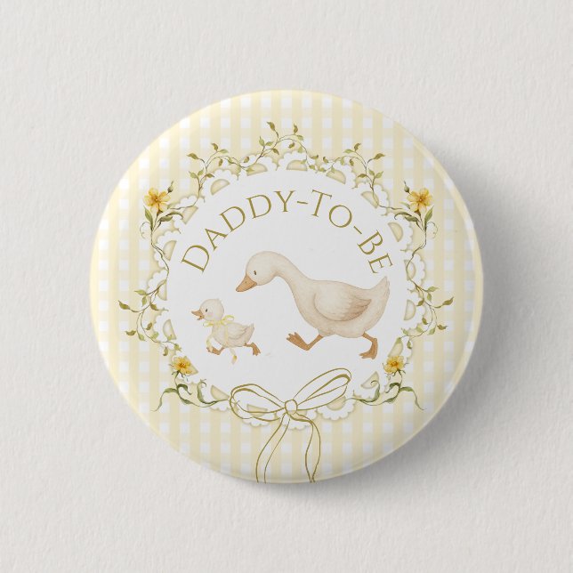 Daddy to be Silly Goose Gingham Baby Shower Button (Vorderseite)