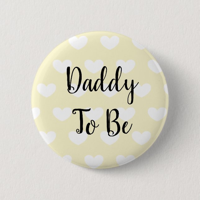 Daddy to be Yellow Hearts Baby Shower Button (Vorderseite)