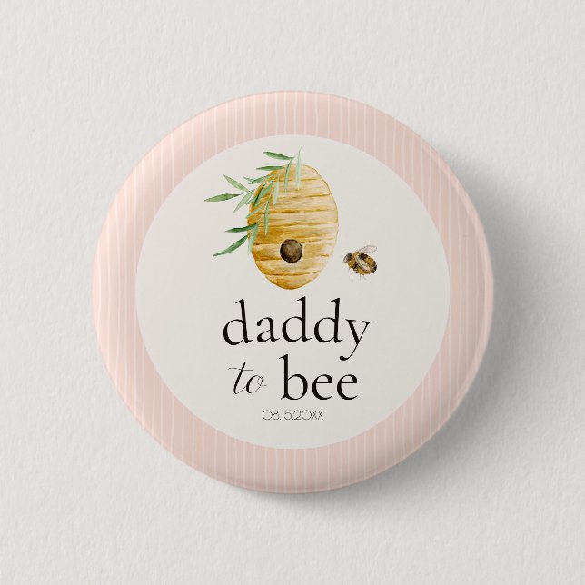 Daddy To Bee Girl Bumblebee Baby Shower Family Pin Button (Vorderseite)