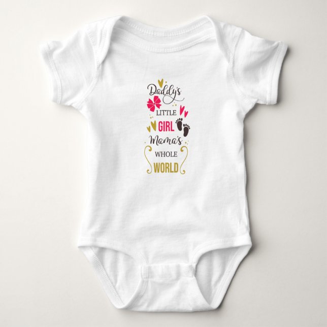 Daddy Typography Pink Girly Baby Glam Baby Strampler (Vorderseite)