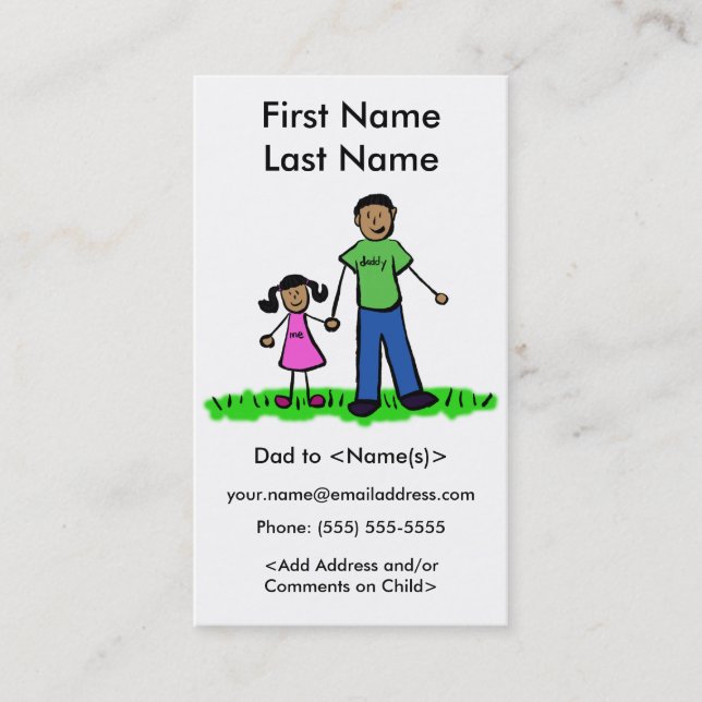 Daddy und Daughter Custom Calling Playdate Cards Telefonnummerkarte (Vorderseite)