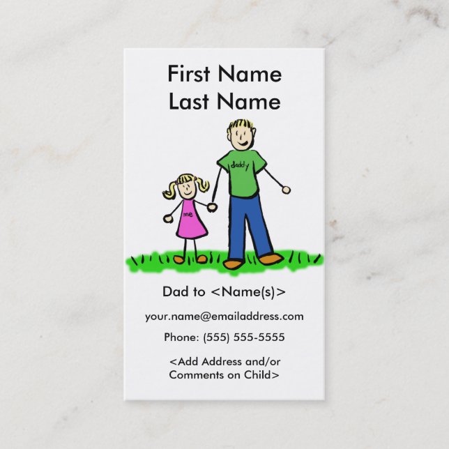 Daddy und Daughter Custom Calling Playdate Cards Telefonnummerkarte (Vorderseite)