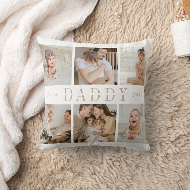 "Daddy" Väter Day Kids Collage Throw Kissen (Decke)
