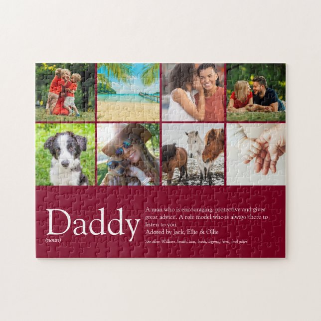 Daddy Vater Vater Definition 6 Foto Spaß Burgund Puzzle (Horizontal)